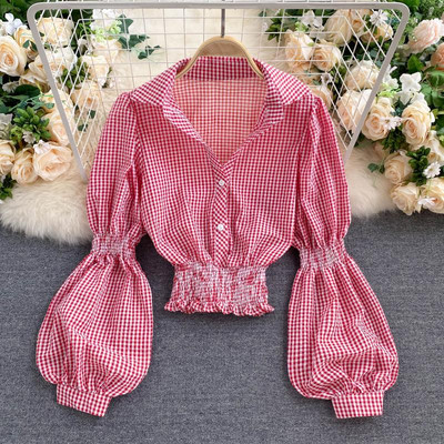 Γυναικείο πουκάμισο με κλασικό γιακά και φαρδιά μανίκια