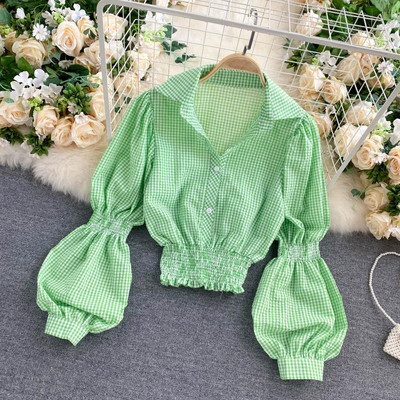 Γυναικείο πουκάμισο με κλασικό γιακά και φαρδιά μανίκια