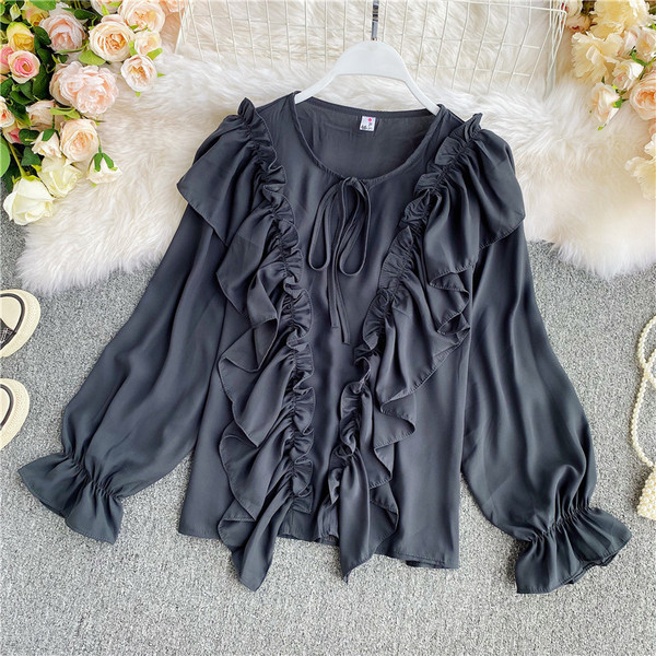 Alkalmi női ing fűzős és hosszú ujjú több színben