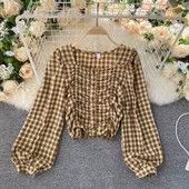 Γυναικείο πουκάμισο ρετρό στυλ με μακριά μανίκια