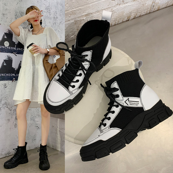 Ψηλά γυναικεία αθλητικά παπούτσια με κορδόνια