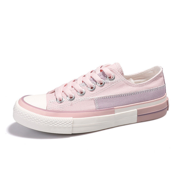 Casual γυναικεία αθλητικά παπούτσια με κορδόνια σε ροζ και μαύρο χρώμα