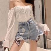 Stiilsed loomamustri ja rebenenud motiividega naiste lühikesed püksid