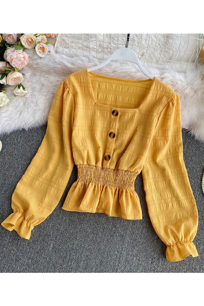 Naiste vabaaja särk nööpide ja elastse vöökohaga