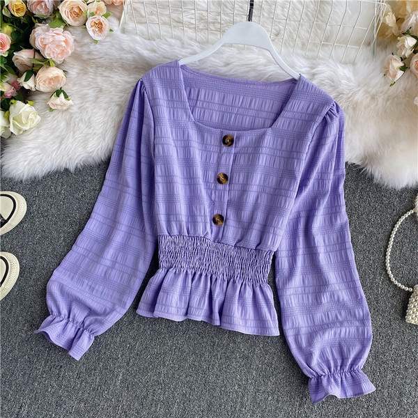 Naiste vabaaja särk nööpide ja elastse vöökohaga