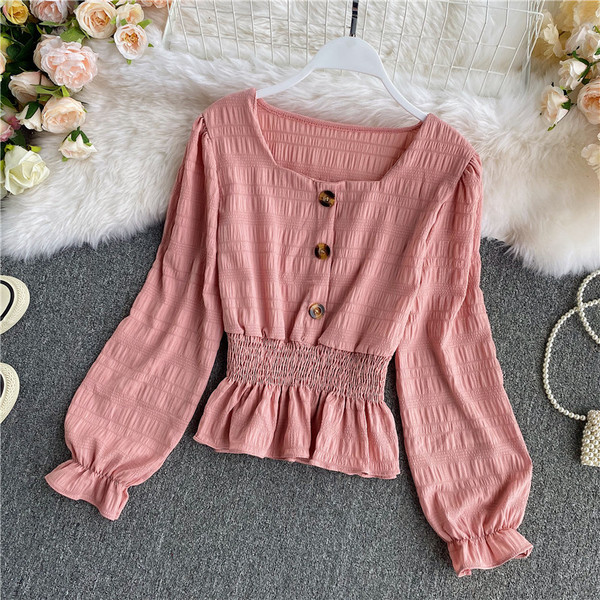 Naiste vabaaja särk nööpide ja elastse vöökohaga