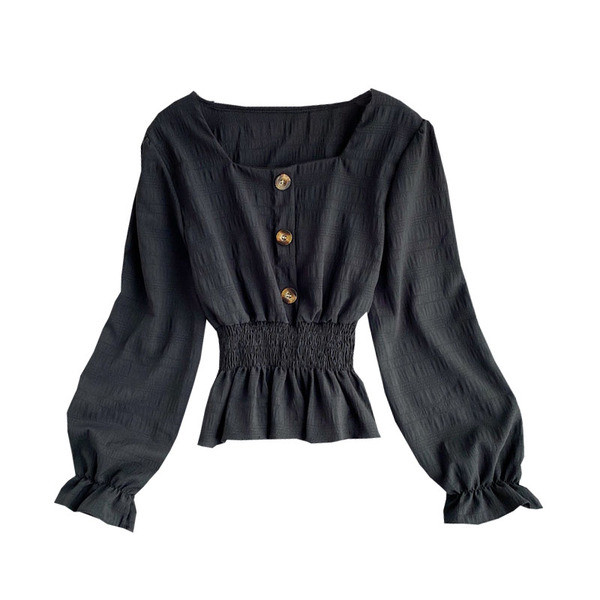 Naiste vabaaja särk nööpide ja elastse vöökohaga