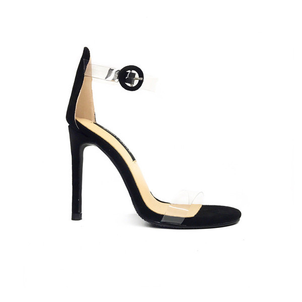 Κομψά γυναικεία σανδάλια με αγκράφα και ψηλό τακούνι