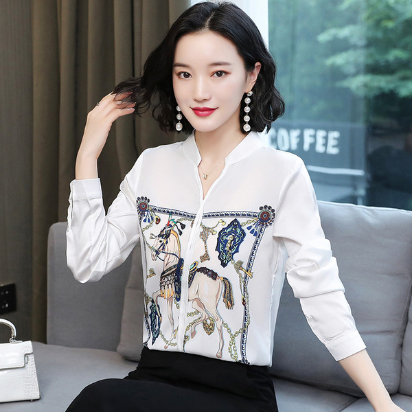 Női szatén ing rátéttel és hosszú ujjal