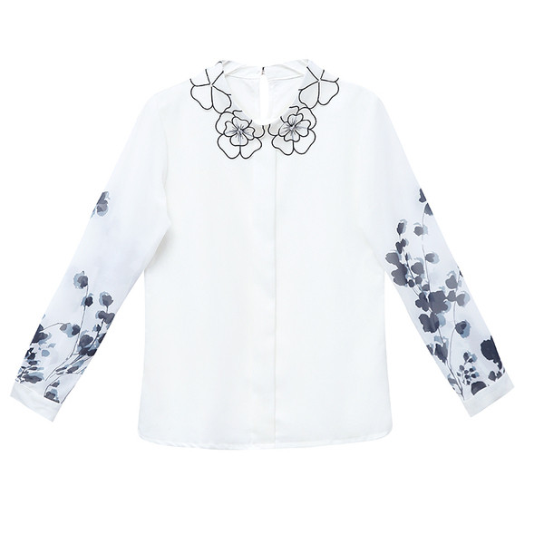 Moodne aplikatsiooniga ja pikkade varrukatega naiste särk