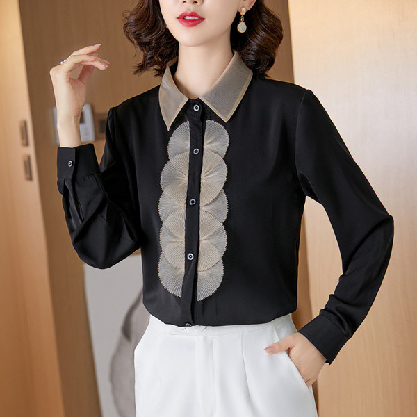 Új modell női ing hosszú ujjal és klasszikus gallérral