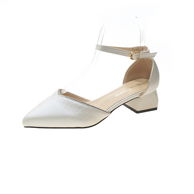 Κομψά γυναικεία παπούτσια με χοντρά τακούνια και αγκράφες