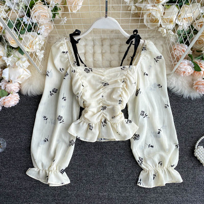 Μοντέρνο γυναικείο πουκάμισο με κέντημα και κορδόνια