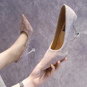 Särava efektiga elegantsed naiste kõrge kontsaga kingad