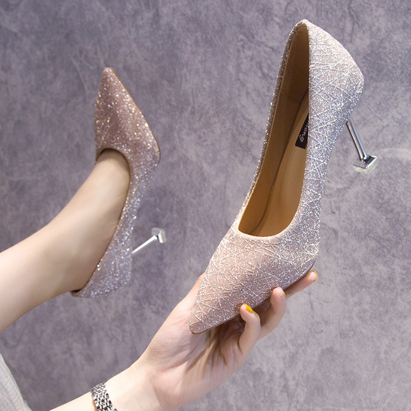 Särava efektiga elegantsed naiste kõrge kontsaga kingad