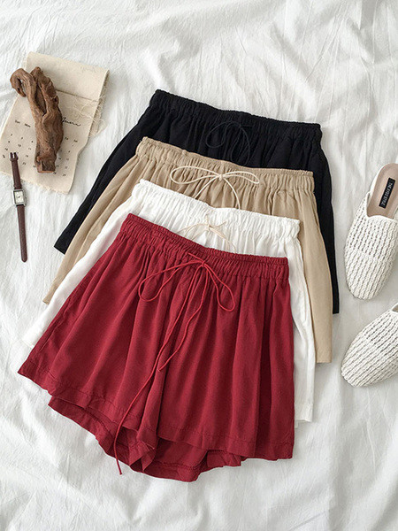 Vabaaja naiste lühikesed püksid elastse vöökoha ja lipsudega