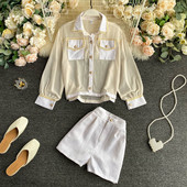 Naiste särgi ja kõrge vöökohaga pükste komplekt