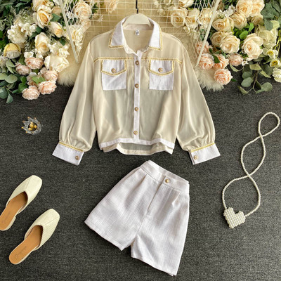 Naiste särgi ja kõrge vöökohaga pükste komplekt