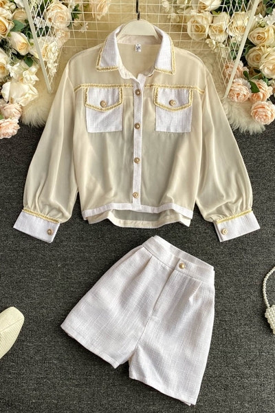 Naiste särgi ja kõrge vöökohaga pükste komplekt