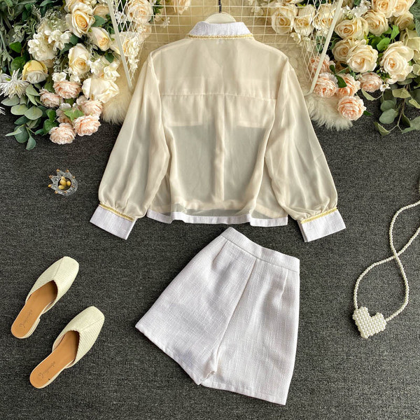 Naiste särgi ja kõrge vöökohaga pükste komplekt