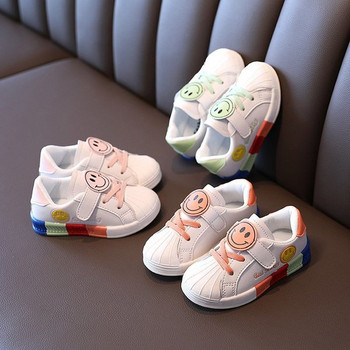 Casual παιδικά αθλητικά παπούτσια από οικολογικό δέρμα με λουράκια βελκρό για κορίτσια