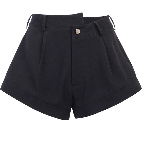 Μαύρο σορτς φαρδύ μοντέλο με υψηλή μέση