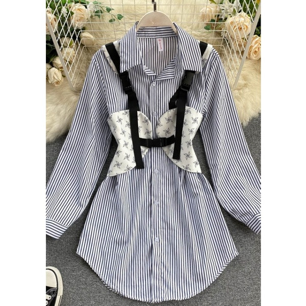 Μακρύ κομψό γυναικείο πουκάμισο με μακριά μανίκια σε τέσσερα χρώματα