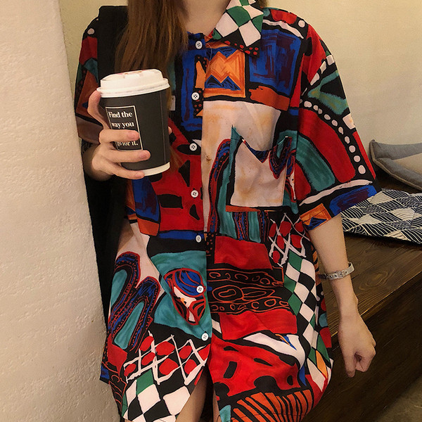 Női alkalmi ing klasszikus gallérral és rövid ujjal