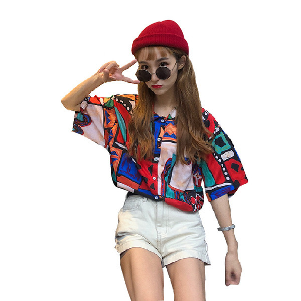 Női alkalmi ing klasszikus gallérral és rövid ujjal