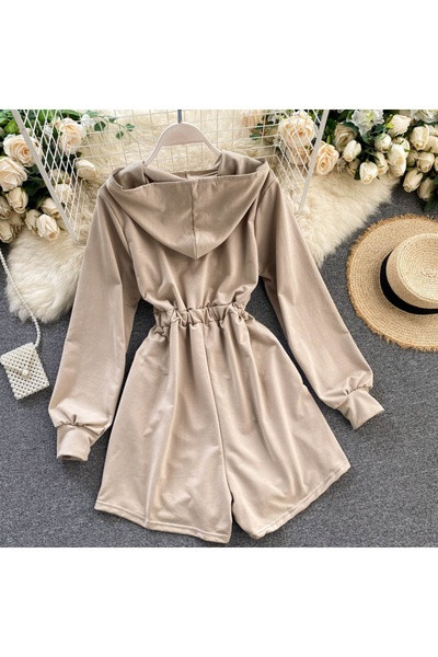 Γυναικεία ολόσωμη φόρμα με κουκούλα και ελαστική μέση