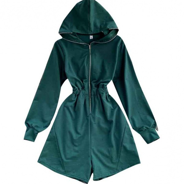 Γυναικεία ολόσωμη φόρμα με κουκούλα και ελαστική μέση