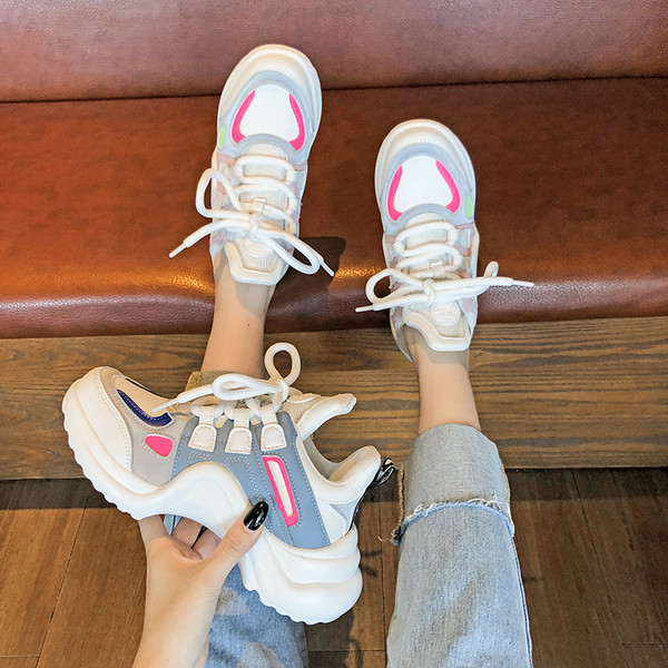 Tenisi casual dama din imitatie de piele cu sireturi