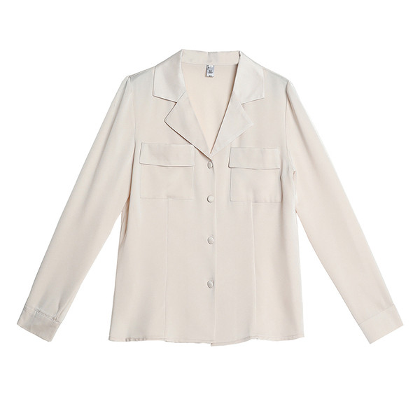 Κομψό γυναικείο πουκάμισο με τσέπες και μακριά μανίκια