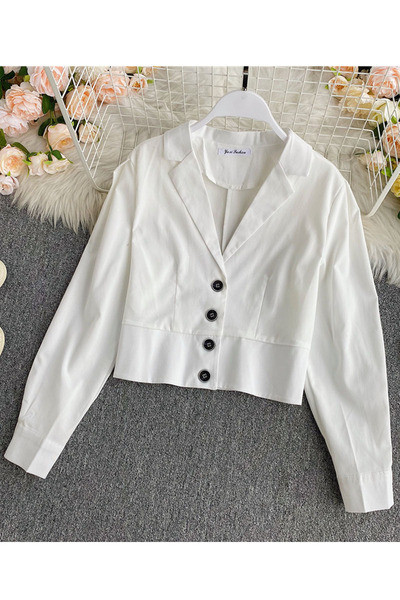 Cămașă scurtă de damă modernă cu guler clasic