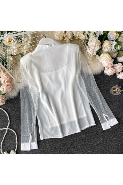 Női alkalmi ing tüll ujjal