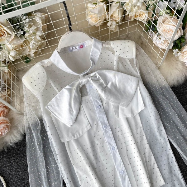 Női alkalmi ing tüll ujjal