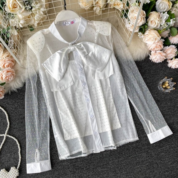 Női alkalmi ing tüll ujjal