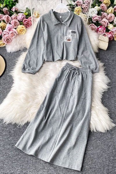 Női lezser hosszú szoknya és blúz szett