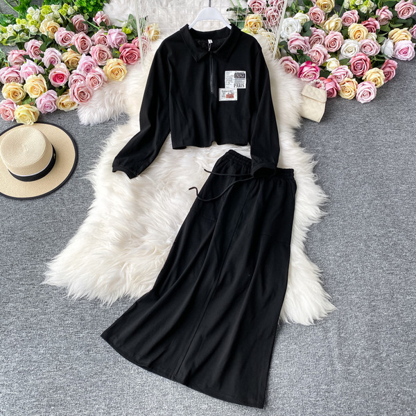 Női lezser hosszú szoknya és blúz szett