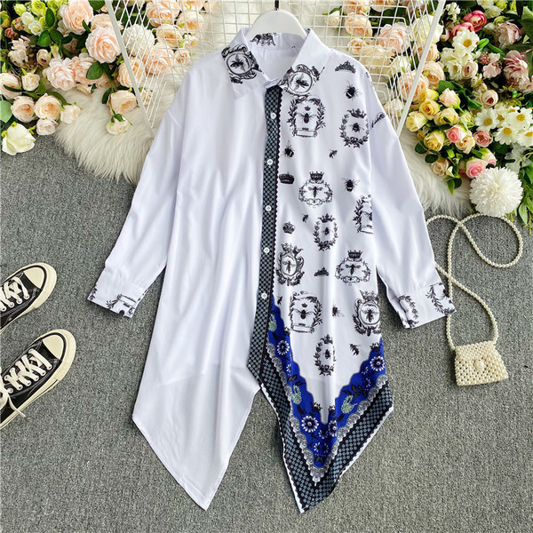 Γυναικείο καθημερινό ασύμμετρο μοντέλο πουκάμισο