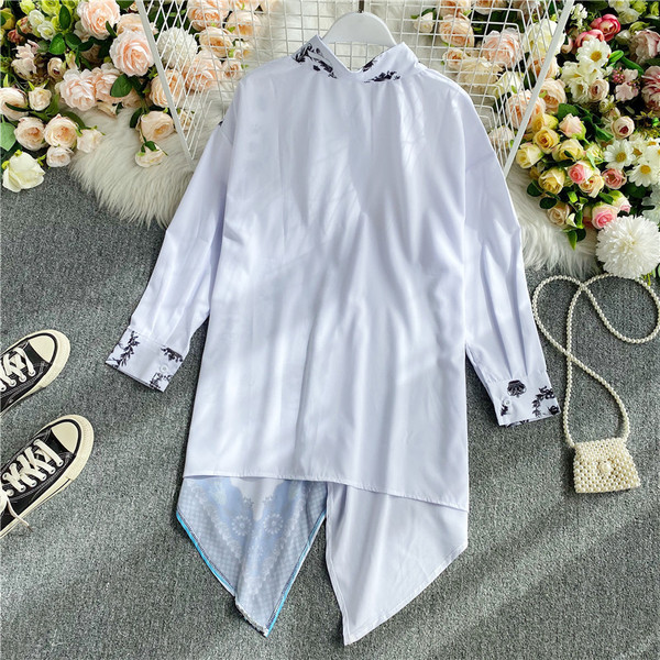 Γυναικείο καθημερινό ασύμμετρο μοντέλο πουκάμισο