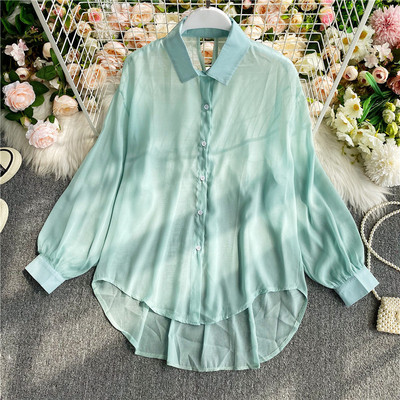 Casual γυναικείο πουκάμισο με κλασικό γιακά -  φαρδιά μοντέλο