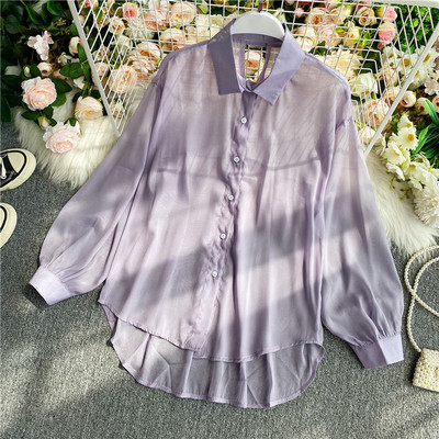 Casual γυναικείο πουκάμισο με κλασικό γιακά -  φαρδιά μοντέλο