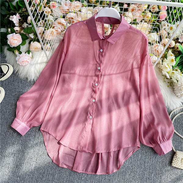 Casual γυναικείο πουκάμισο με κλασικό γιακά -  φαρδιά μοντέλο