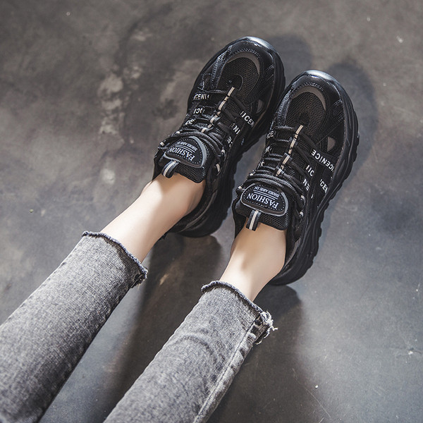 Γυναικεία casual αθλητικά παπούτσια με τραχιά σόλα και πλέγμα