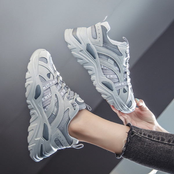 Γυναικεία casual αθλητικά παπούτσια με τραχιά σόλα και πλέγμα