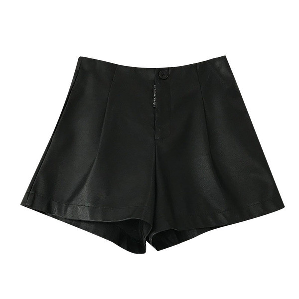 Κλασικό μοντέλο έκο δερμάτινα σορτς με ψηλή μέση