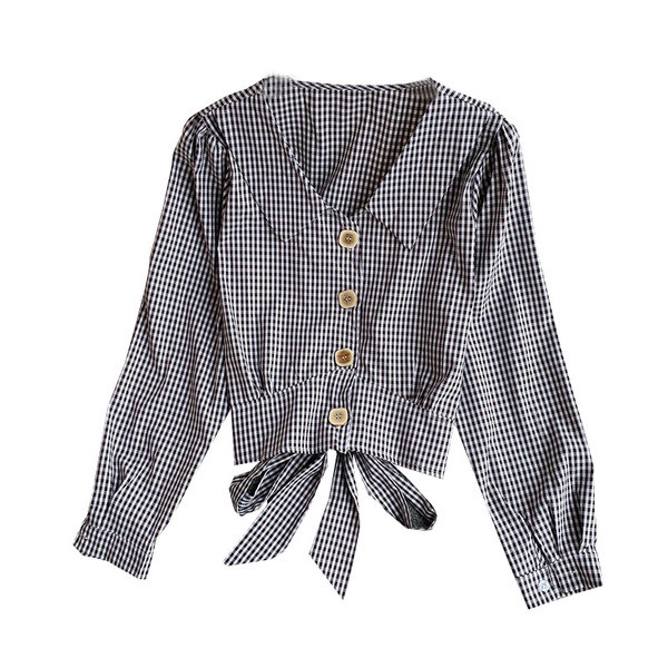 Vabaaja naiste lühike särk spitsikaela ja nööpidega