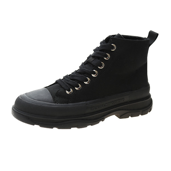 Γυναικεία μαύρα αθλητικά παπούτσια με κορδόνια και επίπεδη σόλα