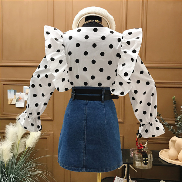 Naiste kaasaegne pikkade varrukate ja spitsikaelusega särk